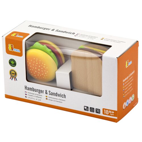 Zabawka VIGA Learn from Fun Zestaw do krojenia Hamburger i kanapka 50810