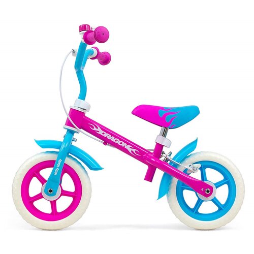Rowerek biegowy MILLY MALLY Dragon Różowo-niebieski z hamulcem