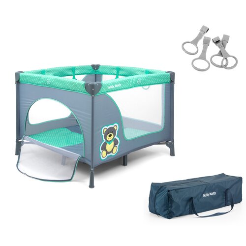 Łóżeczko turystyczne MILLY MALLY Fun Mint Bear Zielono-szary