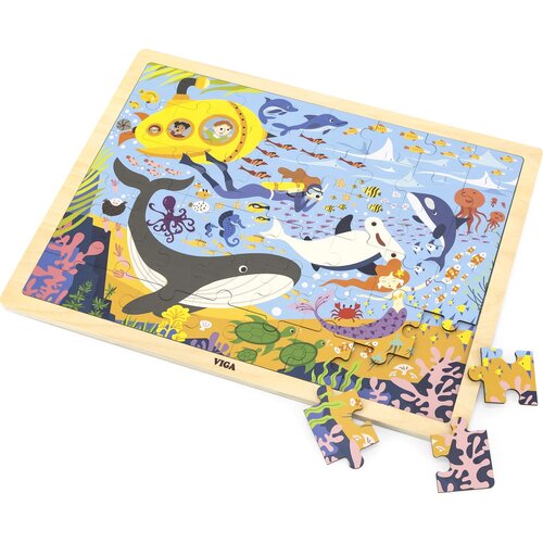 Puzzle VIGA Na podkładce: Poznajemy morze i jego mieszkańców 44583 (48 elementów)