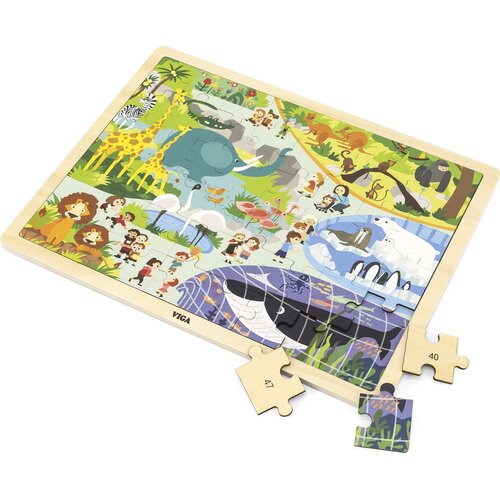 Puzzle VIGA Na podkładce: Poznajemy zoo 44587 (48 elementów)