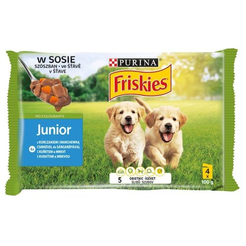 Karma dla psa FRISKIES Vitafit Junior Kurczak z marchewką (4 x 100 g)