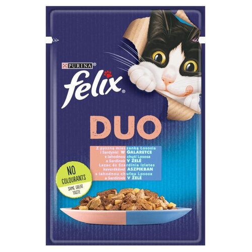 Karma dla kota FELIX Fantastic Duo Łosoś z sardynkami w galaretce 85 g