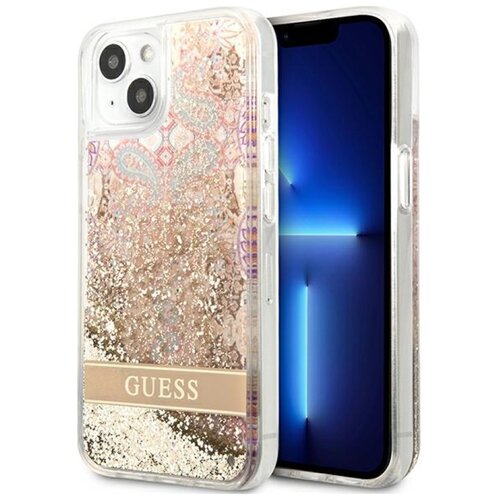 Etui GUESS Paisley Liquid Glitter do Apple iPhone 13 Mini Złoty