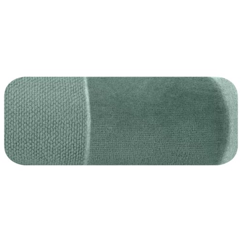 Ciemnomiętowy ręcznik o wymiarach 30 x 50 cm, z widoczną fakturą materiału i delikatnym wzorem na jednym z końców. Produkt ma zaokrąglone rogi i jednolity kolor.