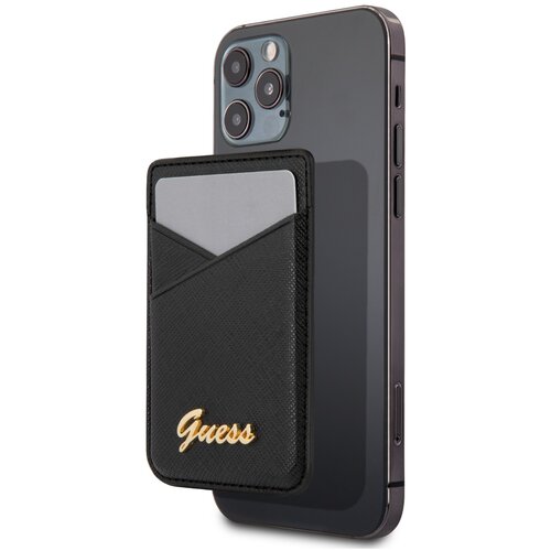 Etui GUESS Wallet Card Slot Saffiano MagSafe Czarny