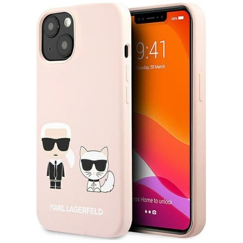 Etui KARL LAGERFELD Silicone Karl & Choupette do Apple iPhone 13 Mini Jasnoróżowy