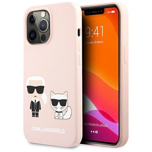 Etui KARL LAGERFELD Silicone Karl & Choupette do Apple iPhone 13 Pro Jasnoróżowy