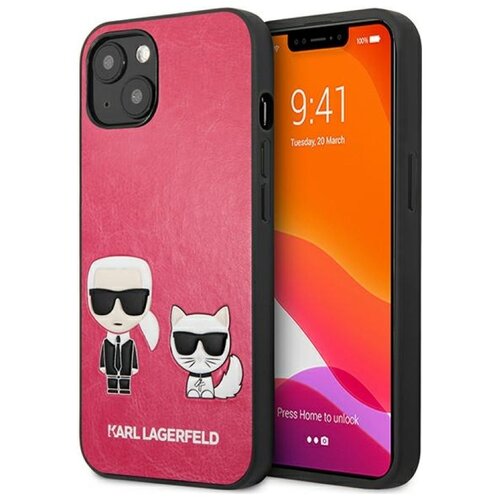 Etui KARL LAGERFELD Ikonik Karl & Choupette do Apple iPhone 13 Mini Fuksja