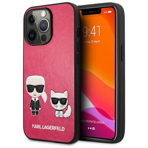 Etui KARL LAGERFELD Ikonik Karl & Choupette do Apple iPhone 13 Pro Fuksja