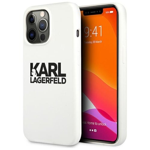 Etui KARL LAGERFELD Silicone Stack Logo do Apple iPhone 13 Pro Biały