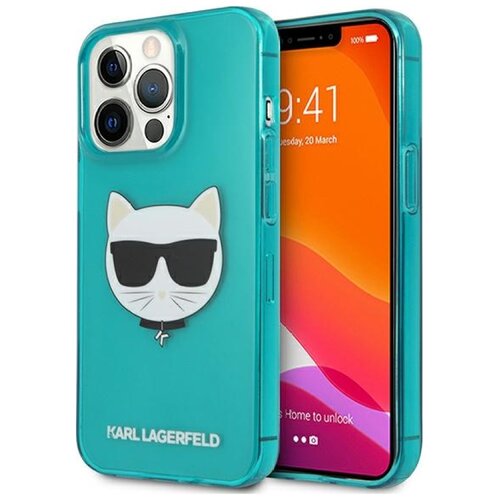 Etui KARL LAGERFELD Glitter Choupette Fluo do Apple iPhone 13/13 Pro Niebieski