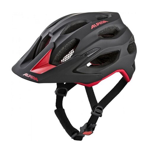 Kask rowerowy ALPINA Carapax 2.0 Czarno-czerwony MTB (rozmiar M)