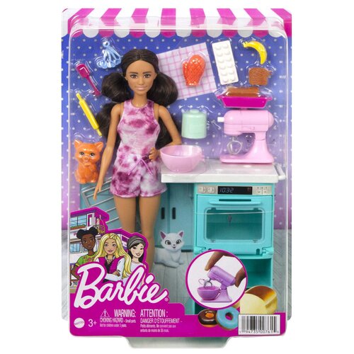 Lalka Barbie Pieczenie z kotkiem HCD44