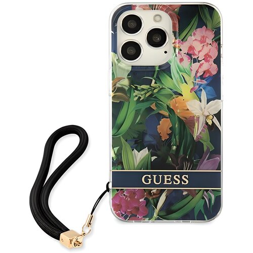Etui GUESS Flower Strap do Apple iPhone 13/13 Pro Niebieski