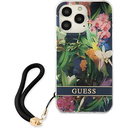 Etui GUESS Flower Strap do Apple iPhone 13 Pro Max Niebieski