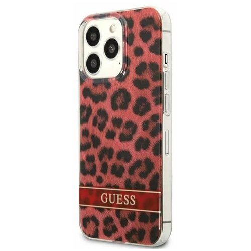 Etui GUESS Leopard Electro Stripe do Apple iPhone 13 Pro Czerwony