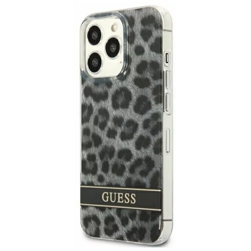 Etui GUESS Leopard Electro Stripe do Apple iPhone 13 Pro Szary