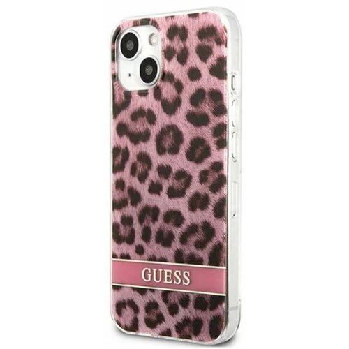 Etui GUESS Leopard Electro Stripe do Apple iPhone 13 Mini Różowy