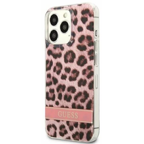 Etui GUESS Leopard Electro Stripe do Apple iPhone 13 Pro Max Różowy