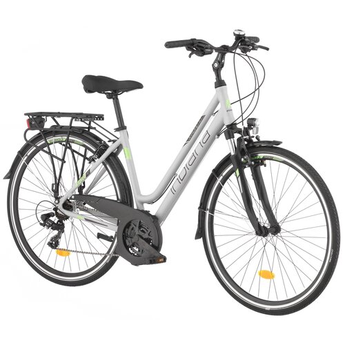 Rower trekkingowy INDIANA X-Road 1.0 D17 28 cali damski Szaro-zielony