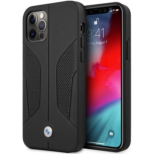 Etui BMW Leather Perforate Sides do Apple iPhone 12 Pro Max Czarny