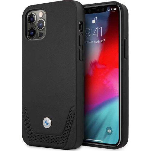 Etui BMW Leather Perforate do Apple iPhone 12 Pro Max Czarny