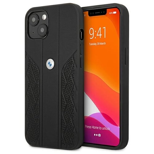 Etui BMW Leather Curve Perforate do Apple iPhone 13 mini Czarny
