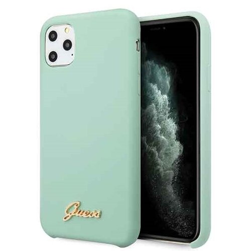 Etui GUESS Silicone Vintage Gold Logo do Apple iPhone 11 Pro Zielony