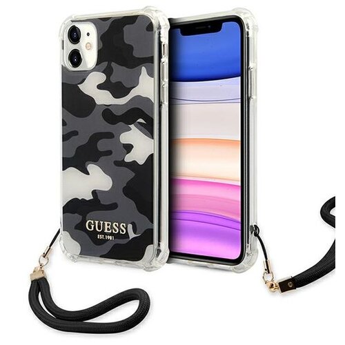Etui GUESS Camouflage do Apple iPhone 11/Xr Czarne moro