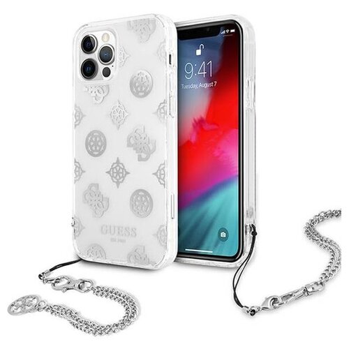 Etui GUESS Peony Collection do Apple iPhone 12 Pro Max Srebrny