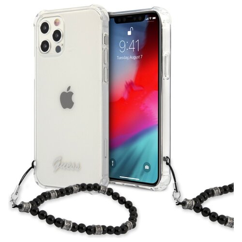 Etui GUESS Black Pearl do Apple iPhone 12/12 Pro Przezroczysty