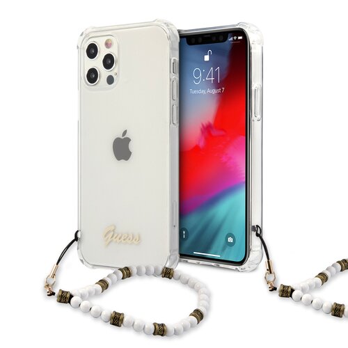 Etui GUESS White Pearl do Apple iPhone 12/12 Pro Przezroczysty