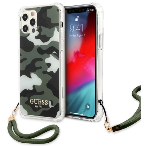 Etui GUESS Camo Collection do Apple iPhone 12 Pro Khaki