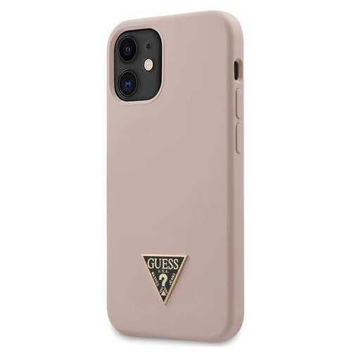 Etui GUESS Silicone Triangle Logo do Apple iPhone 12 mini Jasnoróżowy