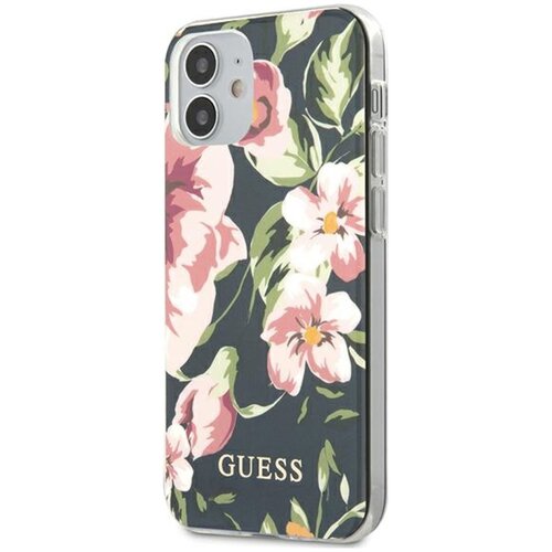 Etui GUESS N°3 Flower Collection do Apple iPhone 12 mini Granatowy