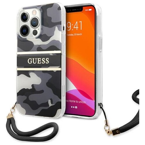 Etui GUESS Camo Strap Collection do Apple iPhone 13/13 Pro Czarny