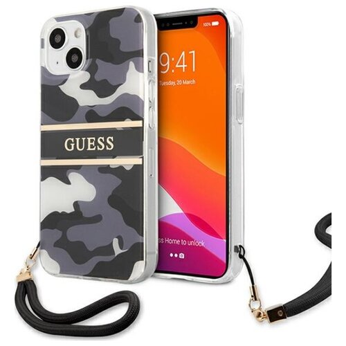 Etui GUESS Camo Strap Collection do Apple iPhone 13 Czarny