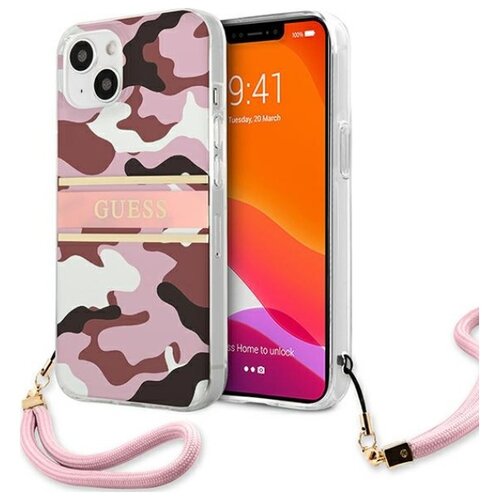Etui GUESS Camo Strap Collection do Apple iPhone 13 Różowy