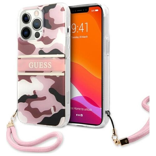 Etui GUESS Camo Strap Collection do Apple iPhone 13 Pro Max Różowy