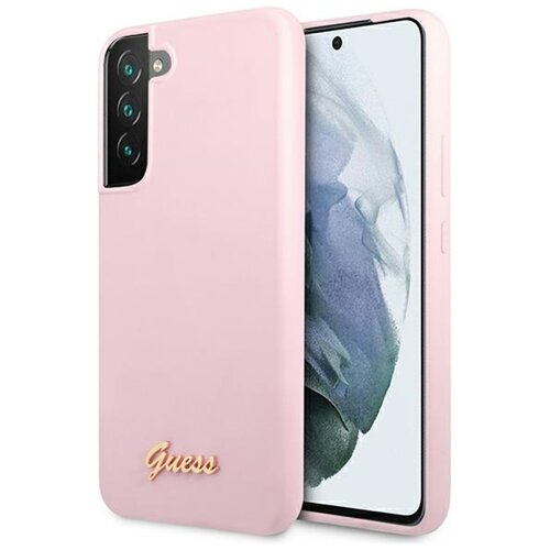 Etui GUESS Silicone Script Metal Logo do Samsung Galaxy S22+ Lawenda