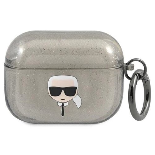 Etui na słuchawki KARL LAGERFELD Glitter Karls Head do Apple AirPods Pro Czarny