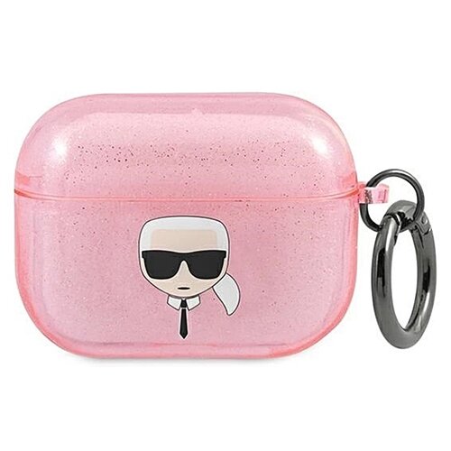 Etui na słuchawki KARL LAGERFELD Glitter Karls Head do Apple AirPods Pro Różowy