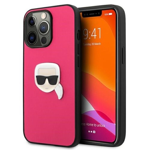 Etui KARL LAGERFELD Leather Ikonik Karl Head Metal do Apple iPhone 13 Pro Różowy