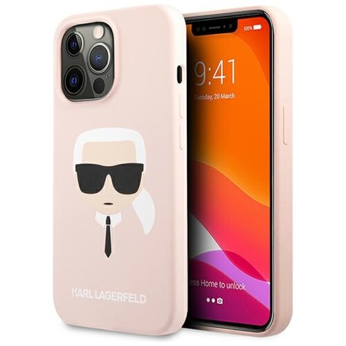 Etui KARL LAGERFELD Silicone Karl's Head do Apple iPhone 13 Pro Różowy