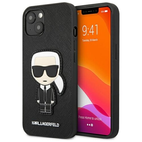 Etui KARL LAGERFELD Saffiano Ikonik Karl's Patch do Apple iPhone 13 Mini Czarny