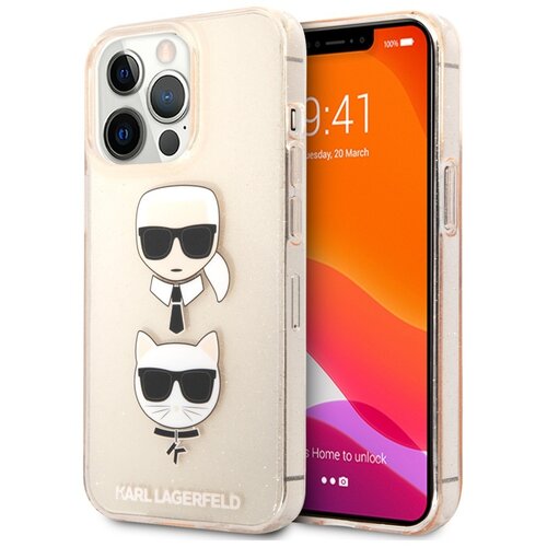 Etui KARL LAGERFELD HardCase Glitter Karl's & Choupette do Apple iPhone 13 Pro Max Złoty