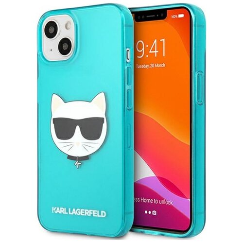Etui KARL LAGERFELD Glitter Choupette Fluo do Apple iPhone 13 Mini Niebieski