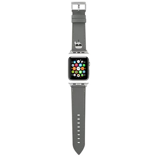 Pasek KARL LAGERFELD Ikonik Saffiano Karl's Head do Apple Watch 38/40/41mm Srebrny