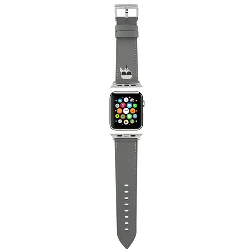 Pasek KARL LAGERFELD Ikonik Saffiano Karl's Head do Apple Watch 42/44/45mm Srebrny